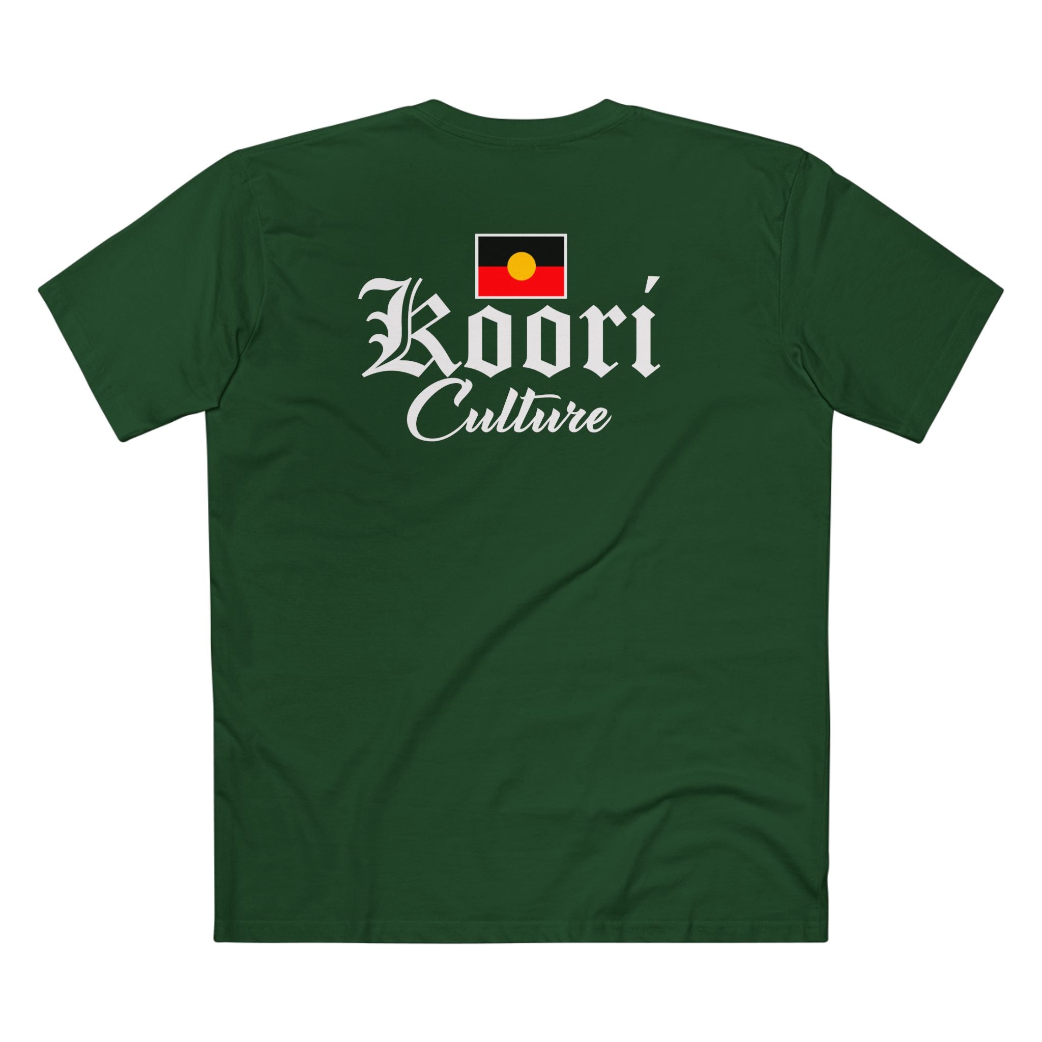 Koori Culture Old English Flag Staple Tee Green
